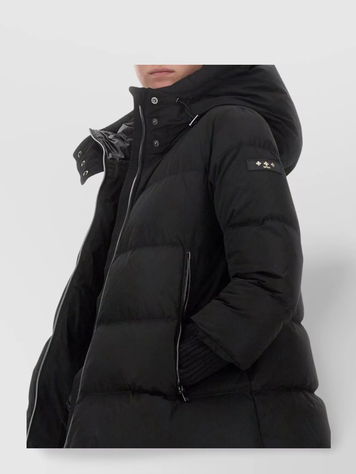 Tatras Long Hooded Quilted Jacket With Side Pockets