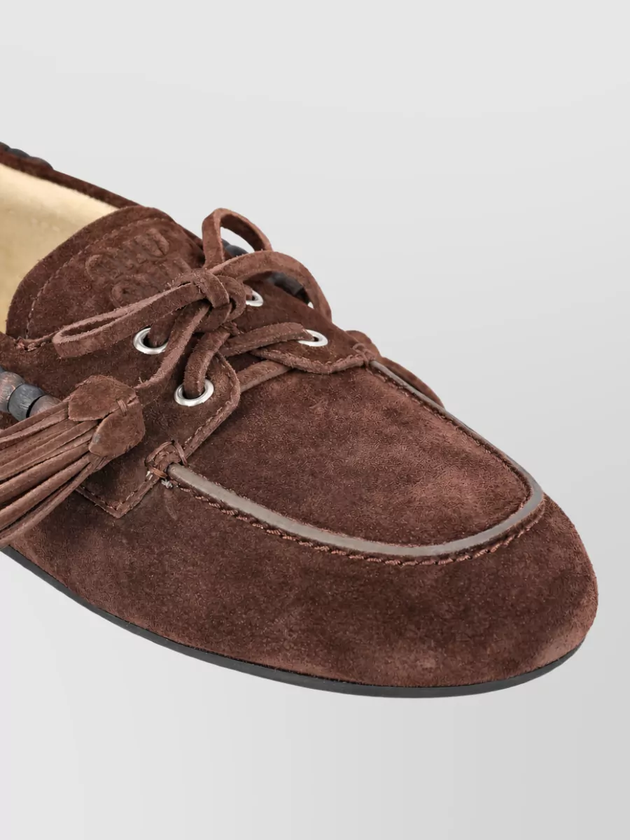 Miu Miu Leather Tassel Moccasins