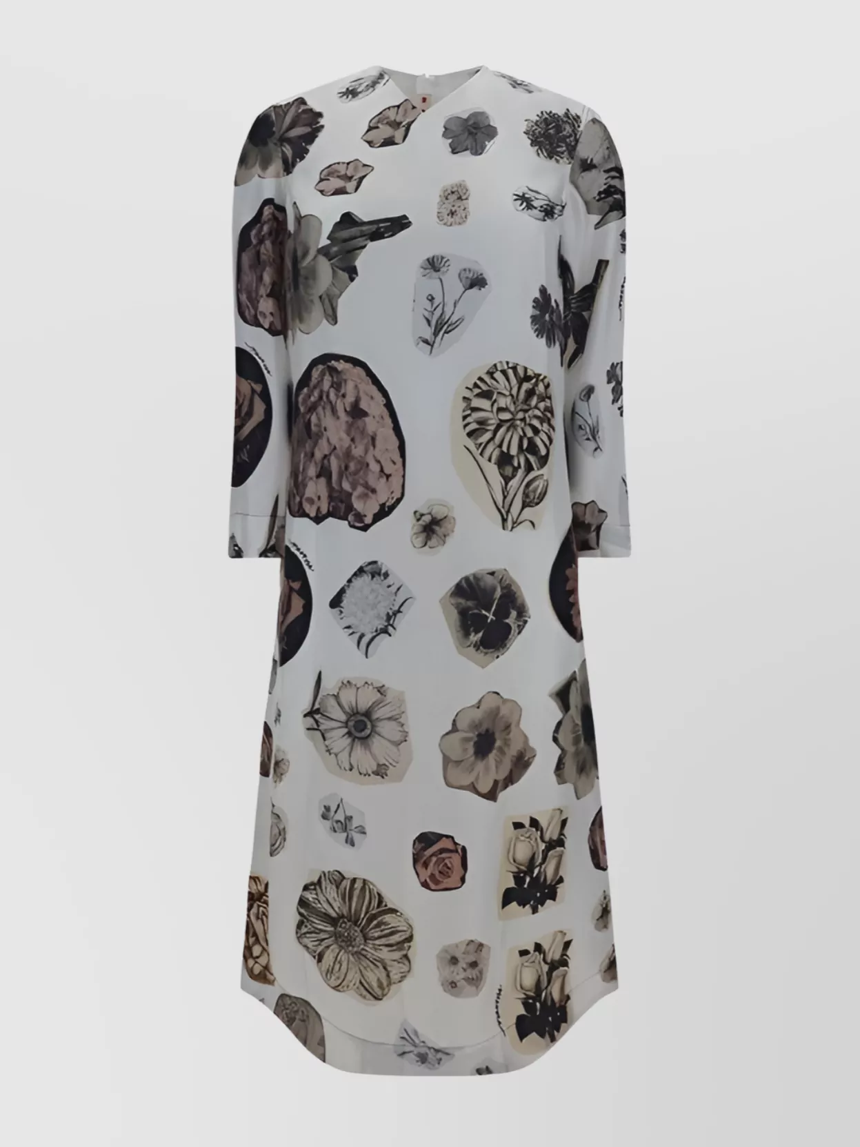 Shop Marni Floral Print Silk V-neck Midi Dress