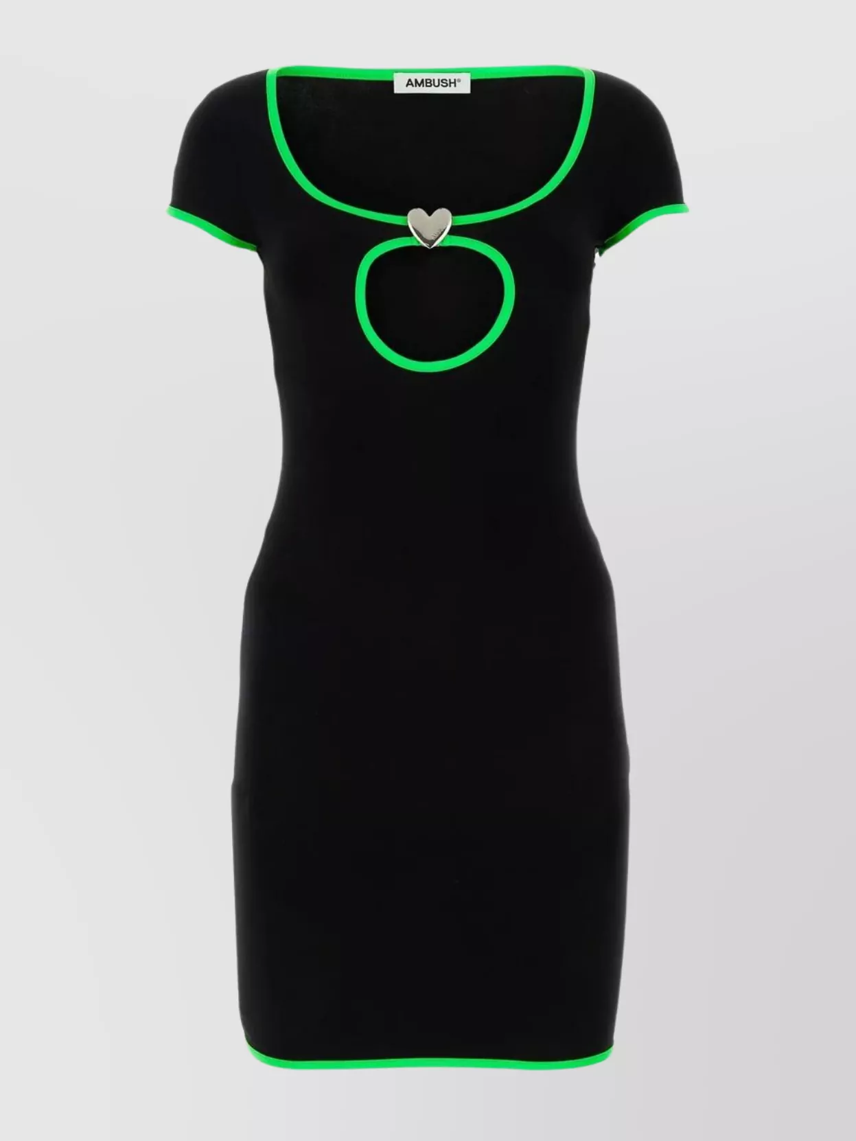 Shop Ambush Heart Hole Viscose Mini Dress In Black