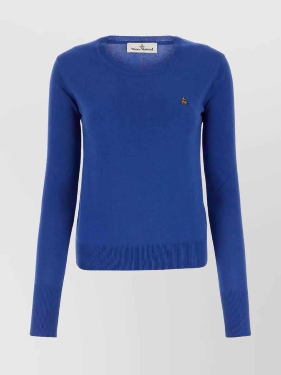 Shop Vivienne Westwood Luxe Knitwear With Embroidered Orb In Blue