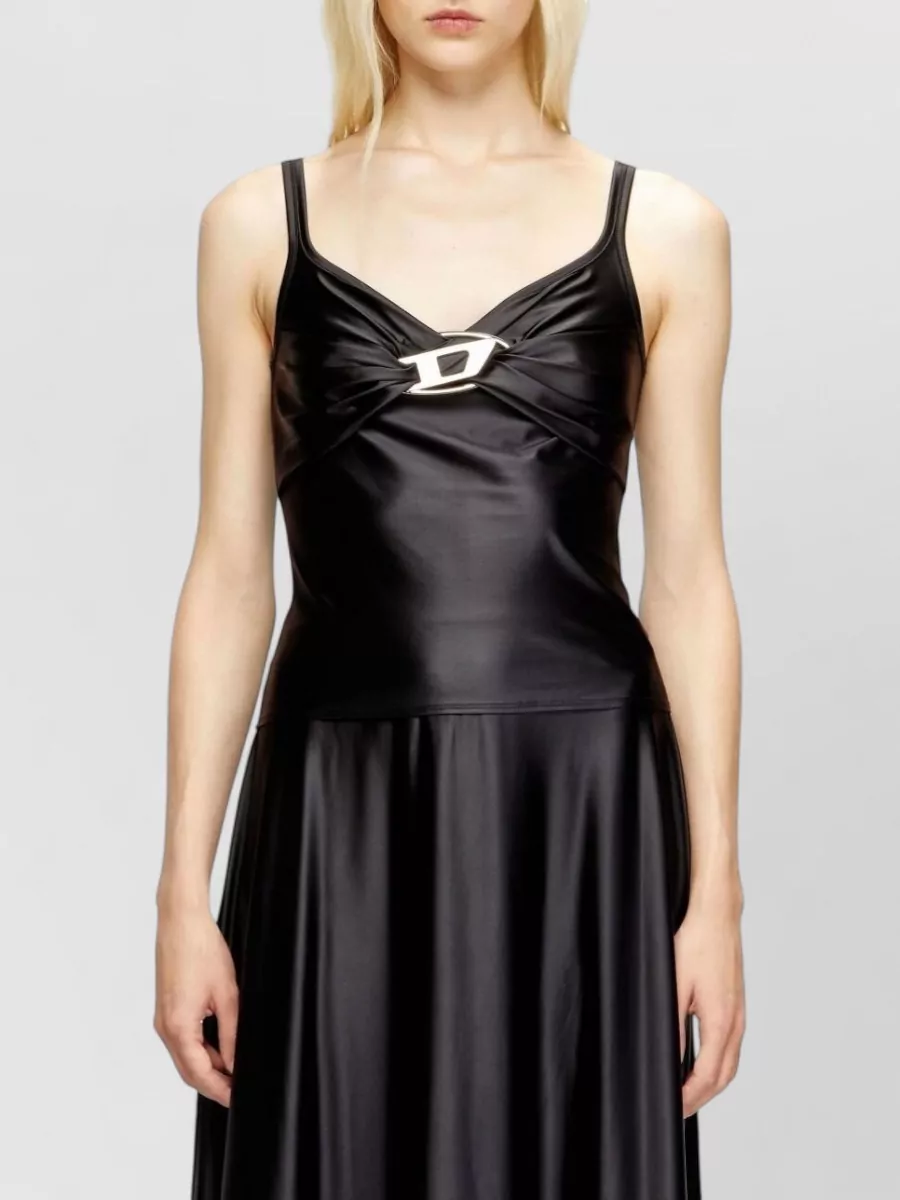 Diesel Draped Sleeveless Sweetheart Neck Tank Top