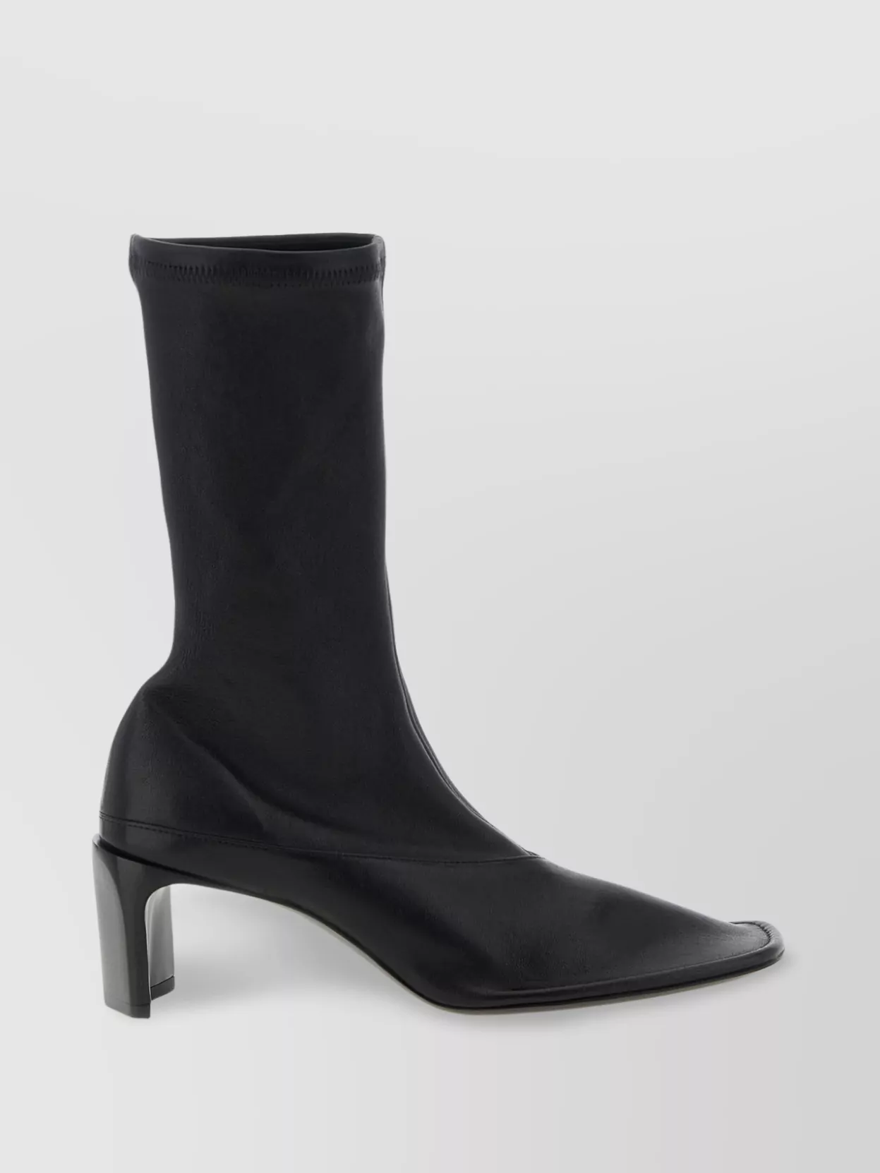 Jil Sander Square Toe Ankle Boots With Block Heel