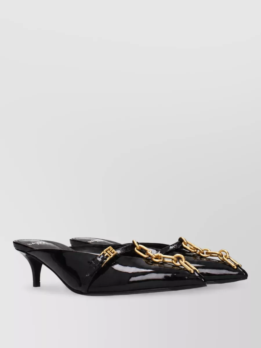 Balmain patent leather platform mules