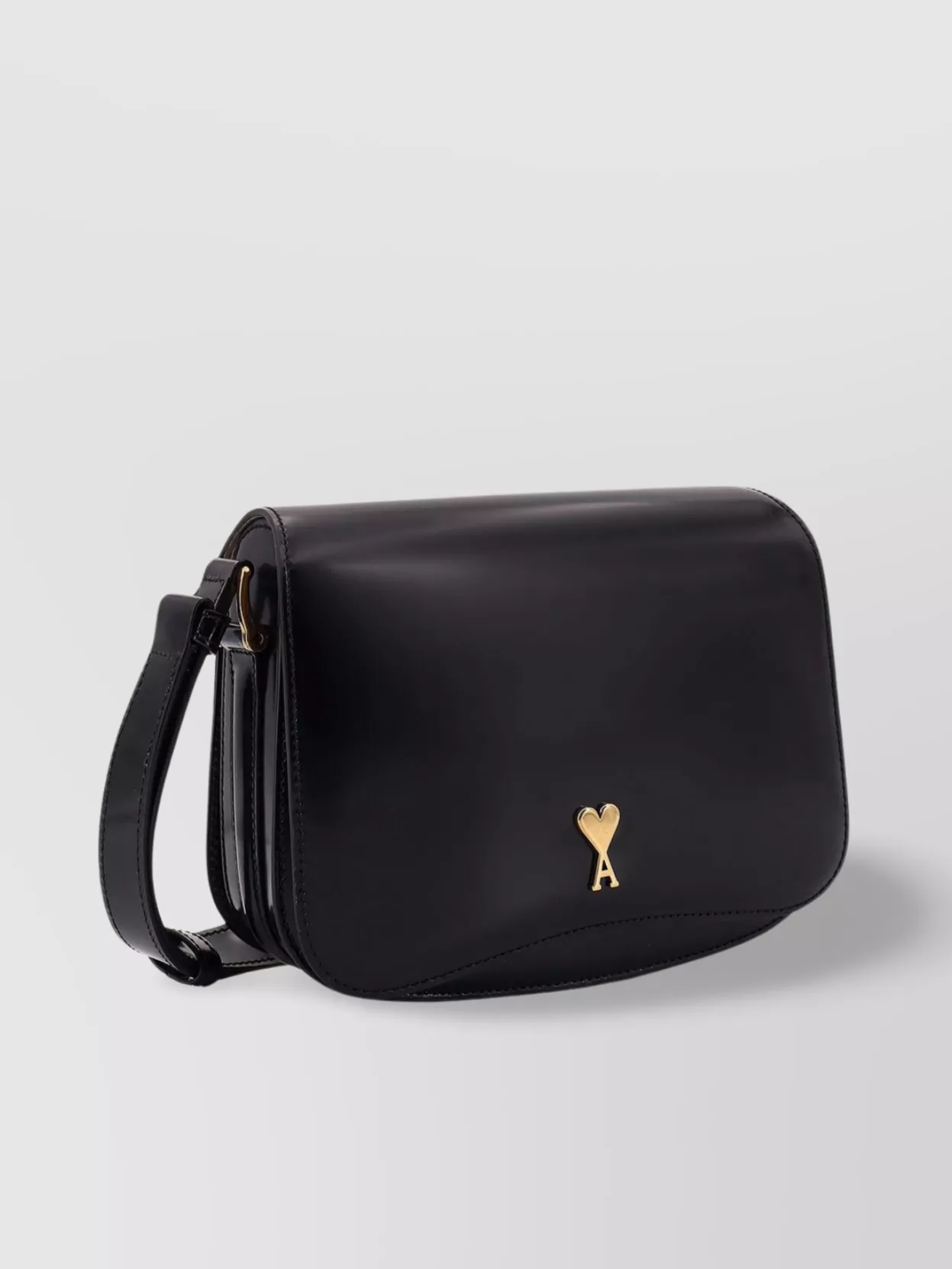 Ami Alexandre Mattiussi Monogram Logo Leather Shoulder Bag