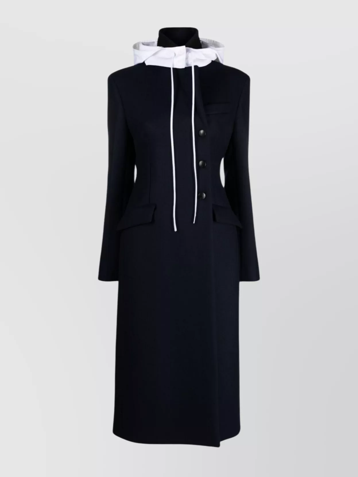 Shop Ferragamo Waistline-fit Long Sleeve Coat In Blue