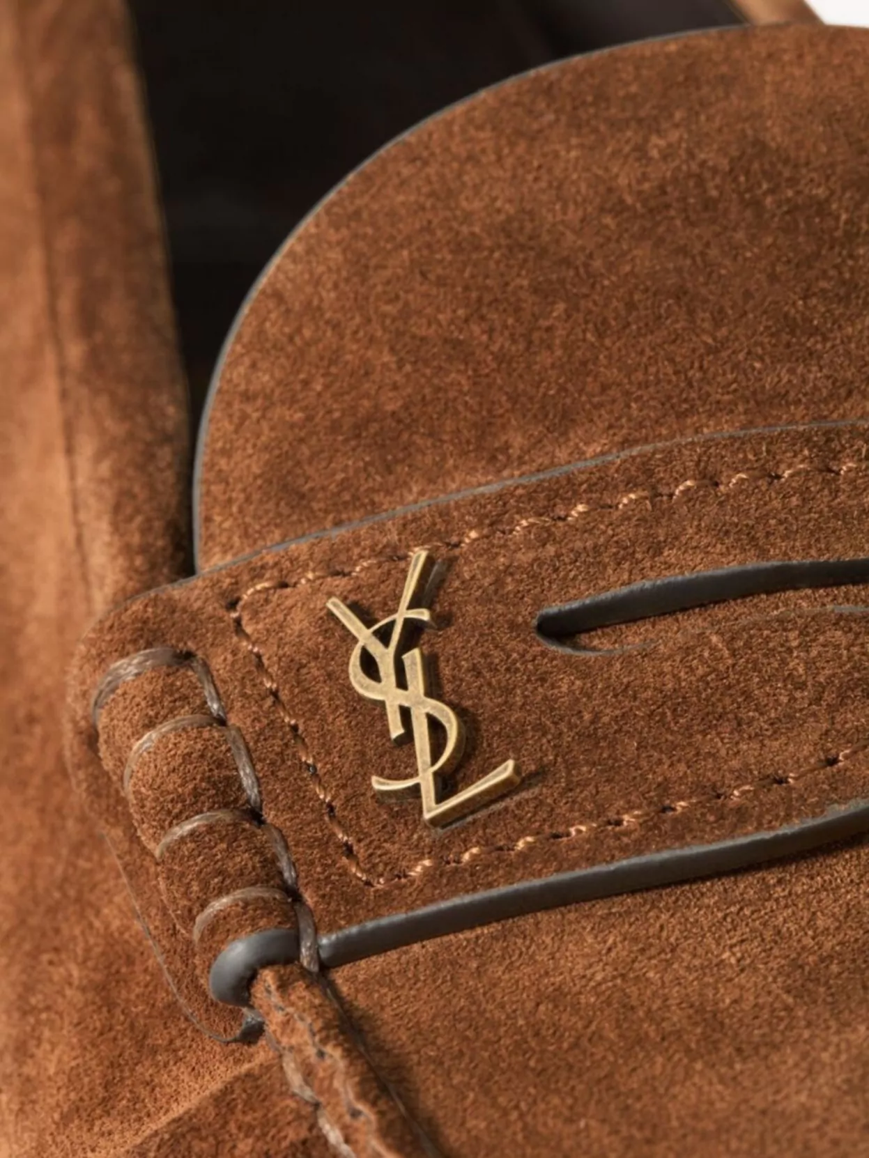 Saint Laurent Hand-Stitched Suede Loafers Leather Sole