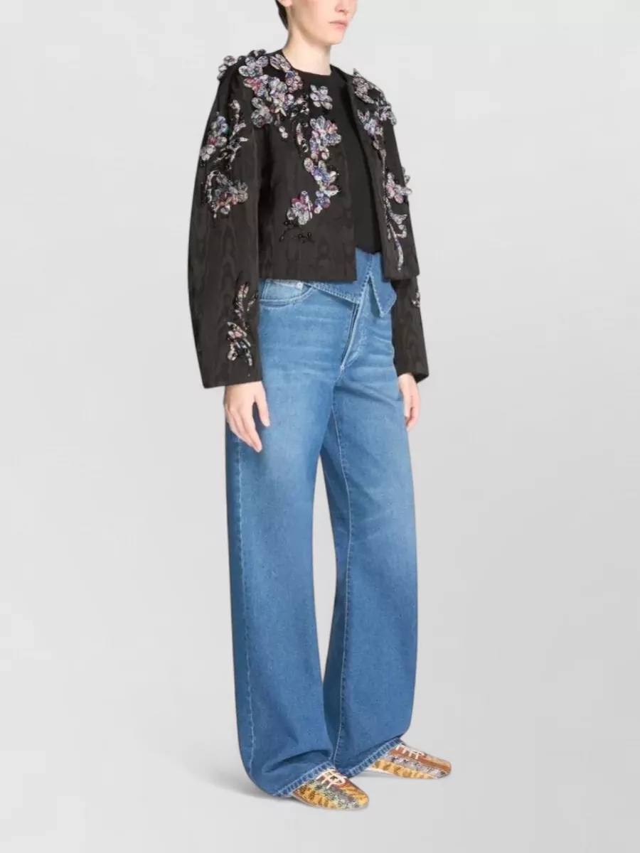 Dries Van Noten Embroidered Moiré Cropped Jacket