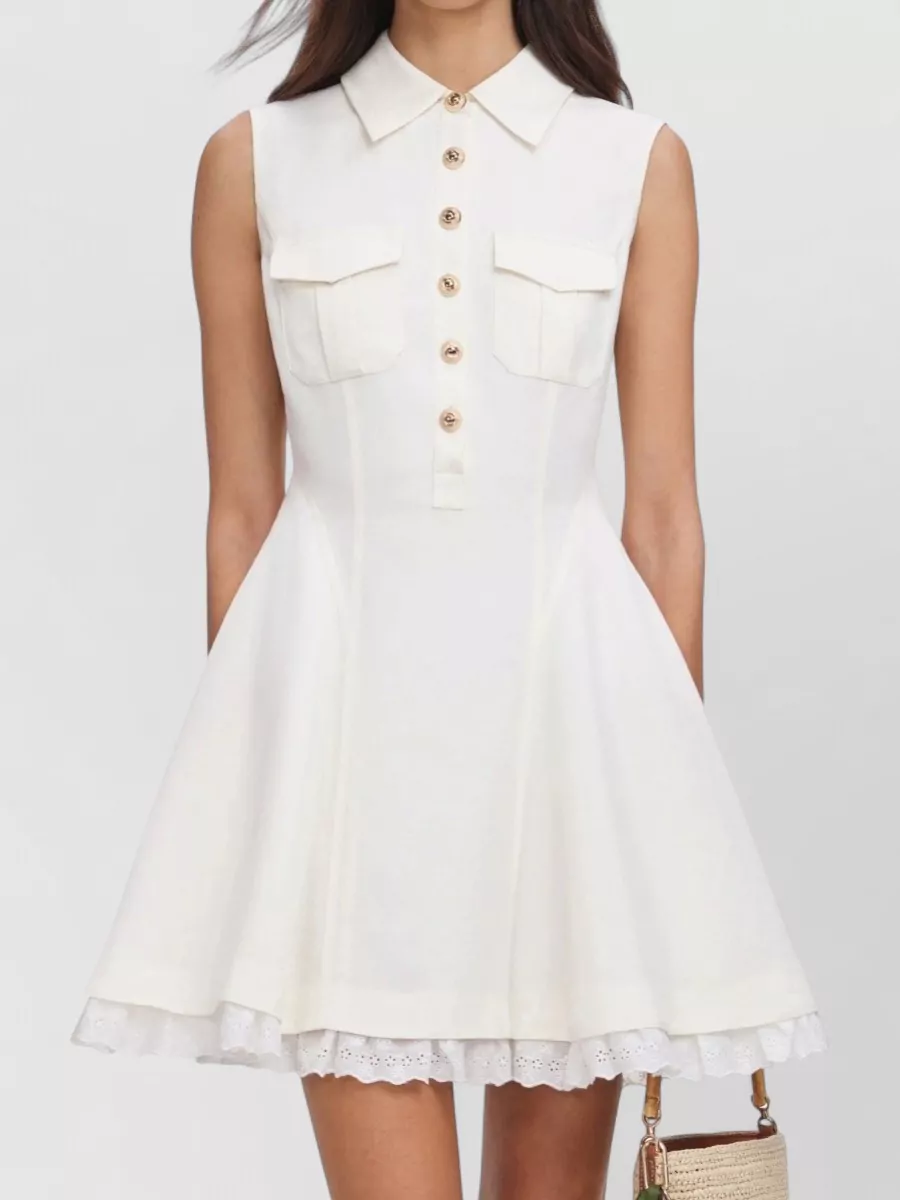 Self-Portrait Linen Blend Sleeveless Mini Dress