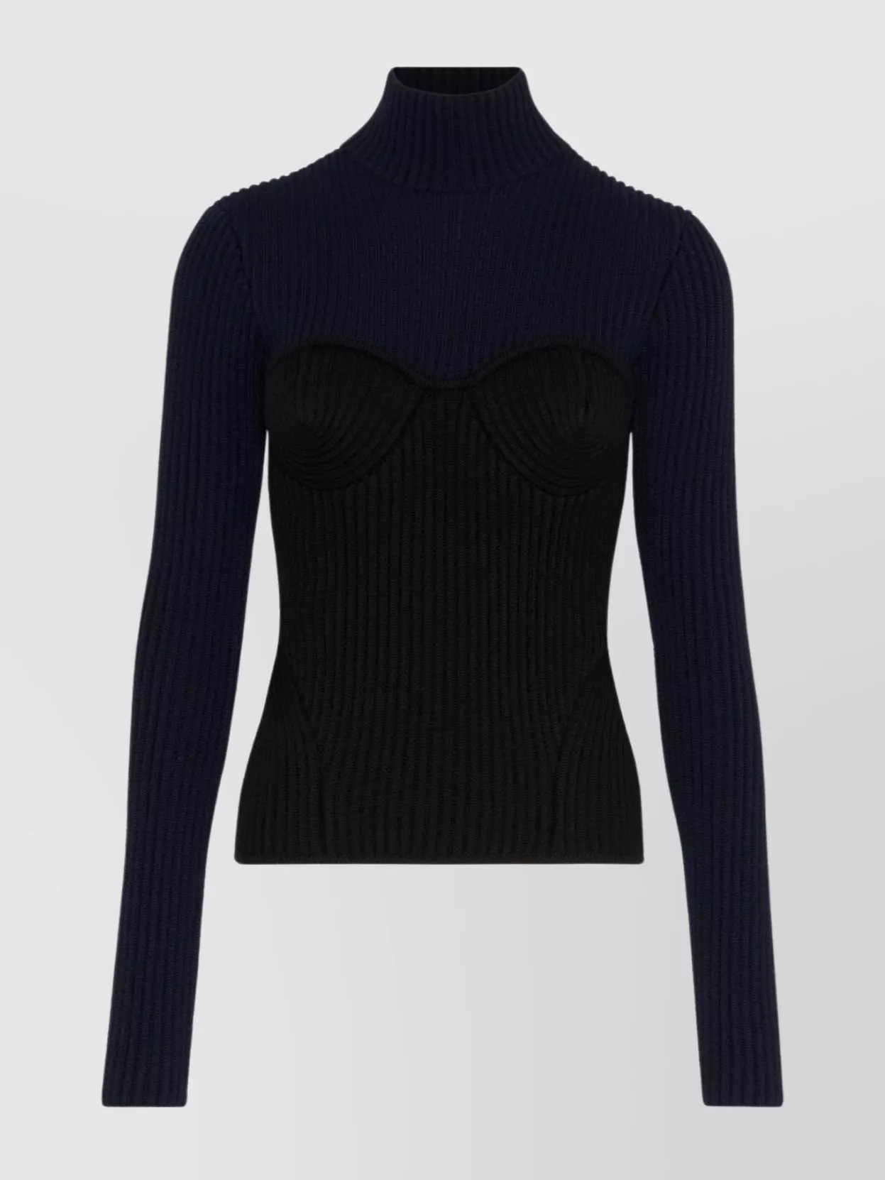 Jean Paul Gaultier Ribbed Turtleneck Sweater Contrast Design