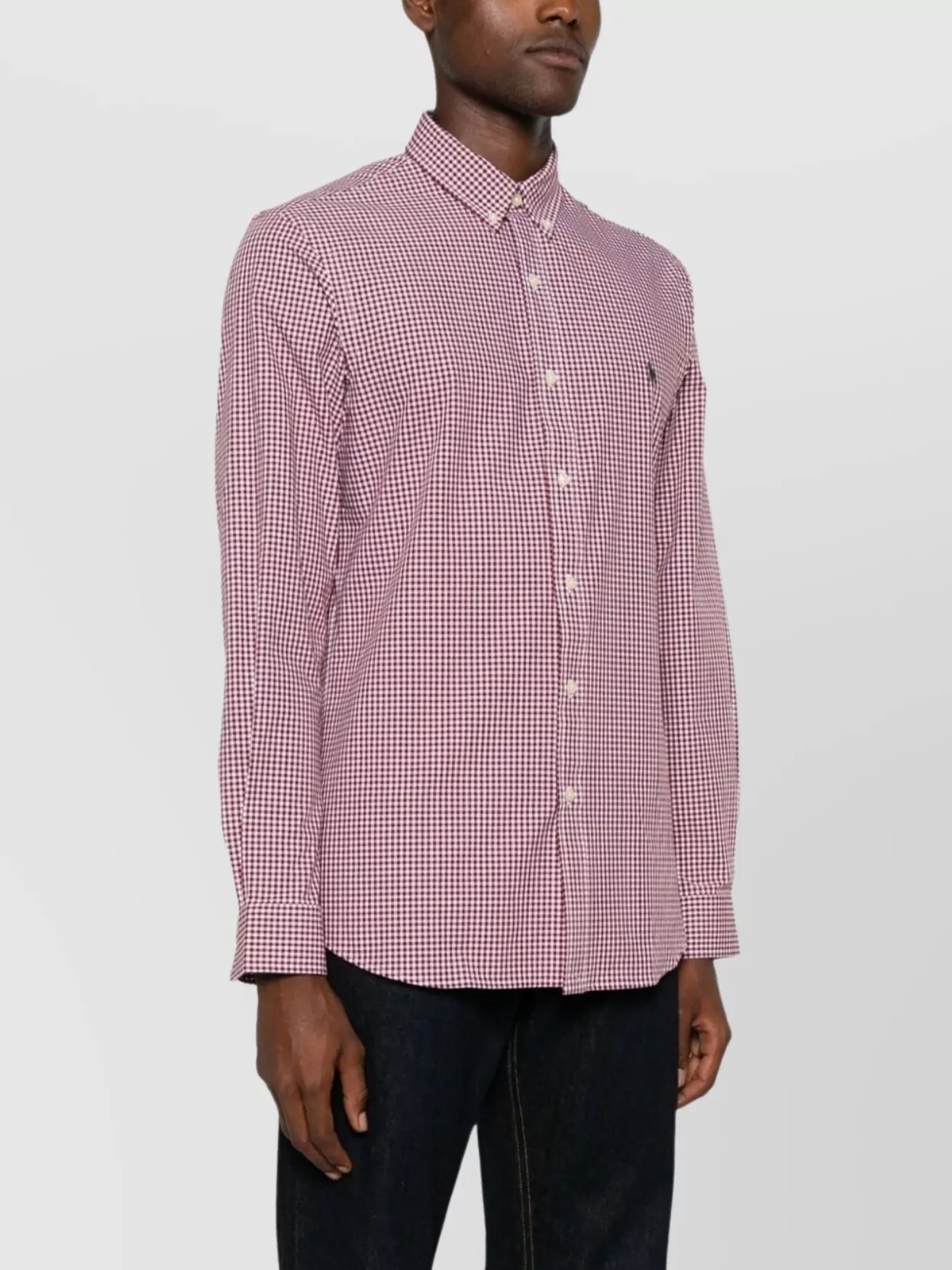 Ralph Lauren Checked Cotton Blend Shirt With Button-Down Collar