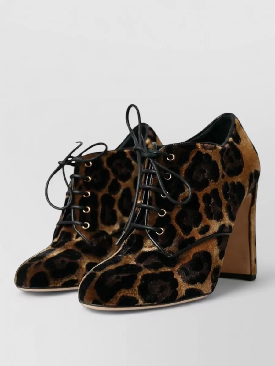 Dolce&Gabbana Leopard-Print Lace-Up Ankle Boots