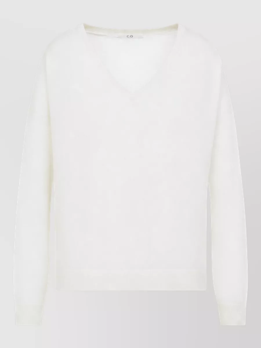 Co Cashmere Ribbed V-neck Sweater In Multi