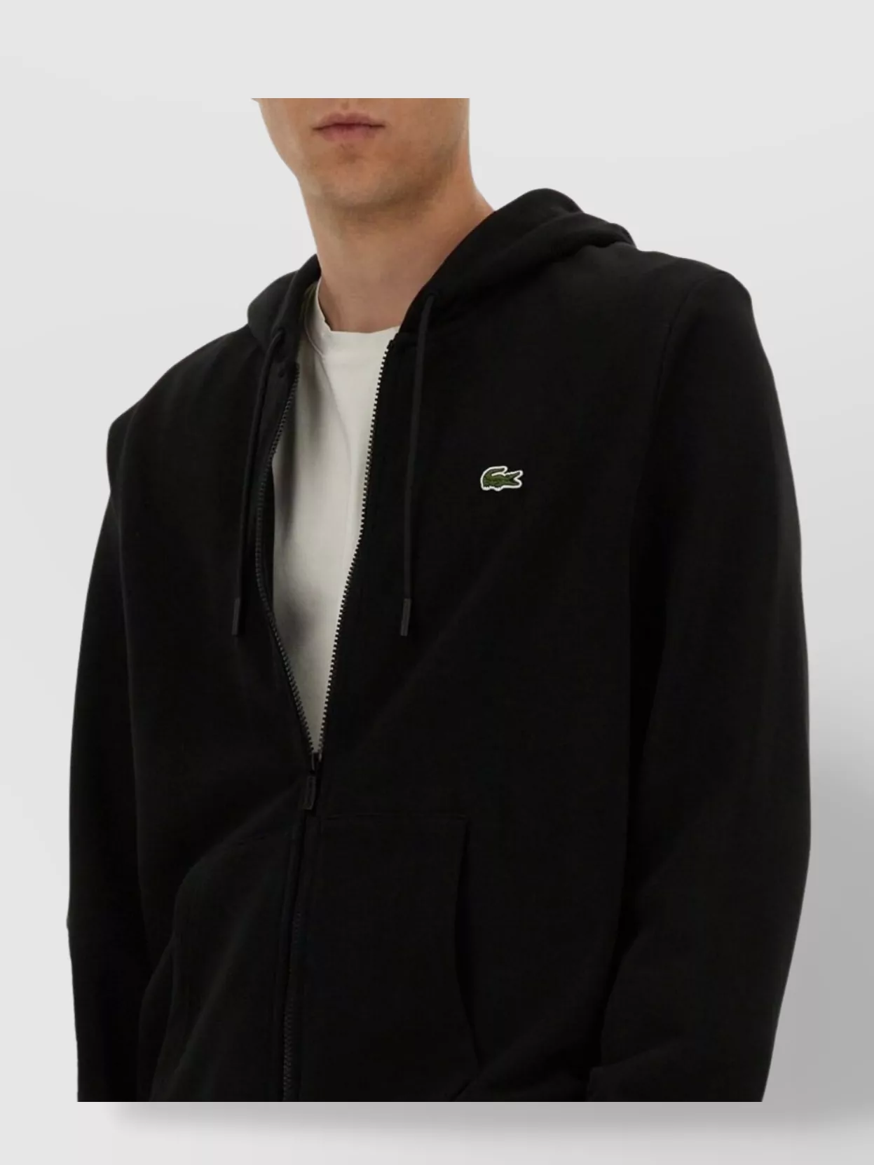 Lacoste Zipper Hoodie Ribbed Cuffs