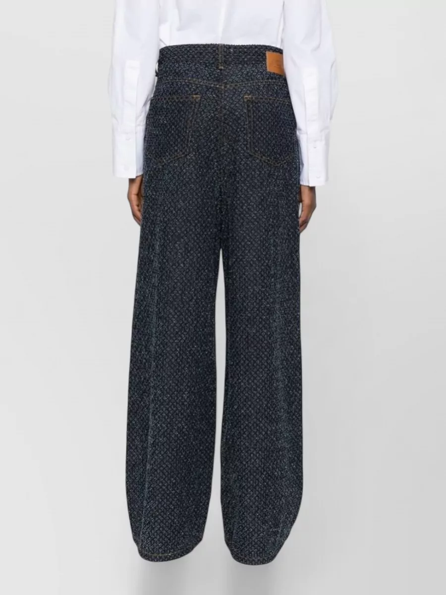 Ganni High Waist Denim Trousers Wide Leg In Gray