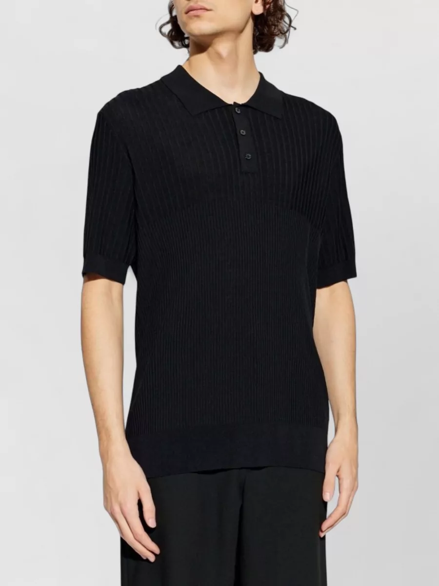 Golden Goose Giotto Rib Knit Polo Shirt Short Sleeves
