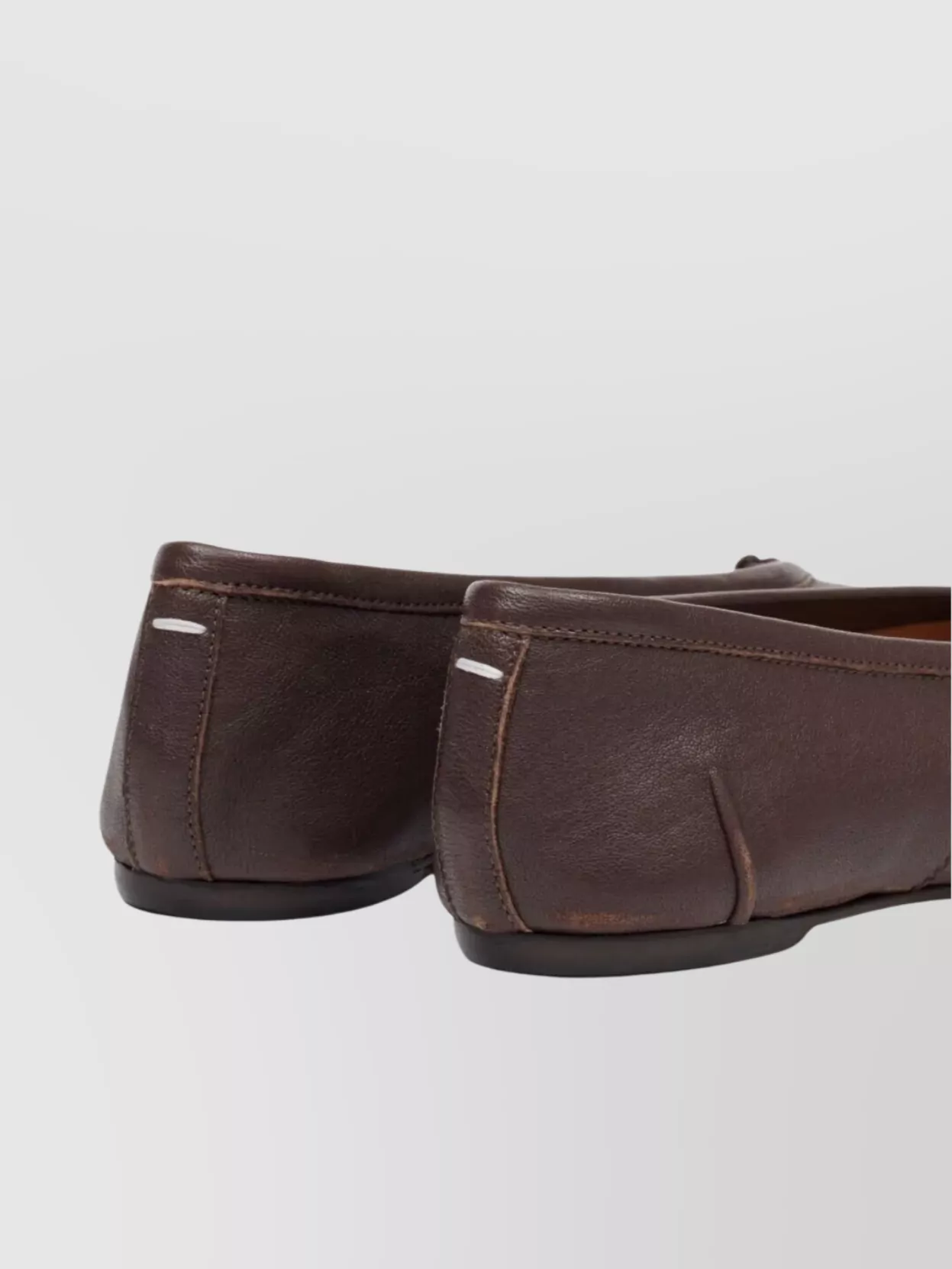 Maison Margiela New Round Toe Ballerina With Stitch Detailing In Brown