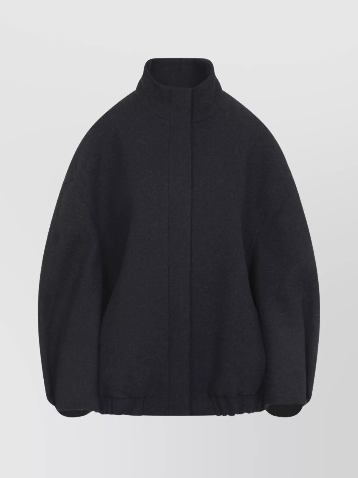 Dries Van Noten Oversized High Collar Jacket With Elastic Hem In Gray