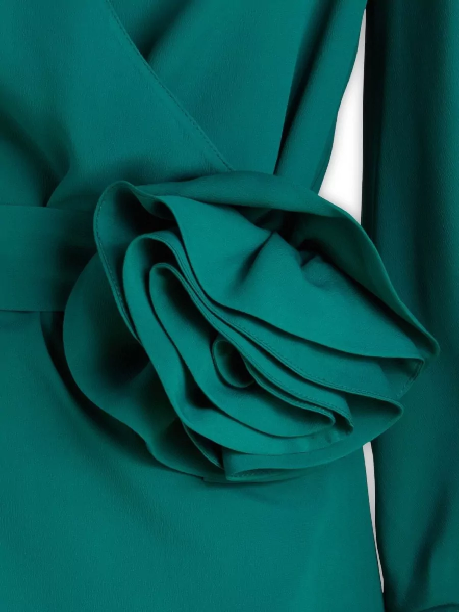 Simona Corsellini Deep V-Neck Long-Sleeve Blouse