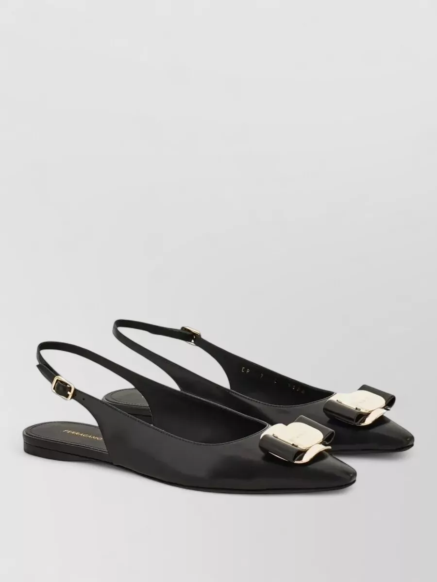 Ferragamo leather flat slingback ballerina shoes
