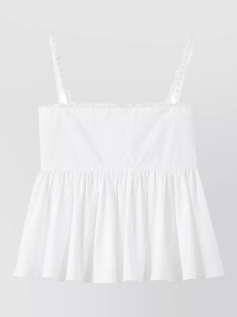 Jacquemus cotton v-neck ruffled short-sleeve top