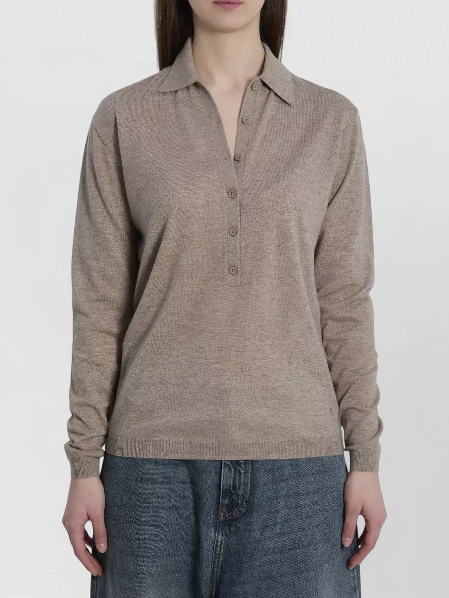 The Frankie Shop ribbed v-neck long-sleeve polo jumper