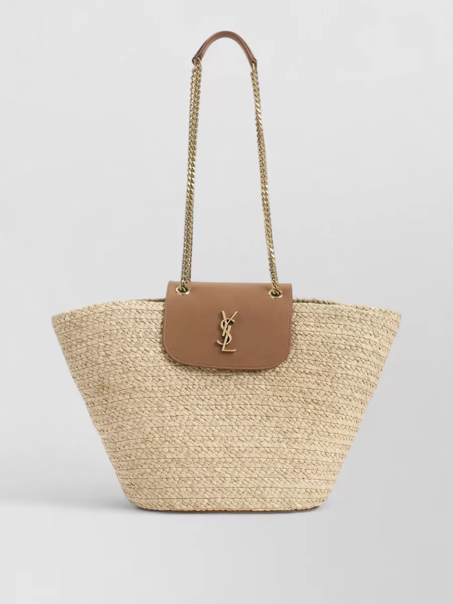 Saint Laurent raffia basket tote bag