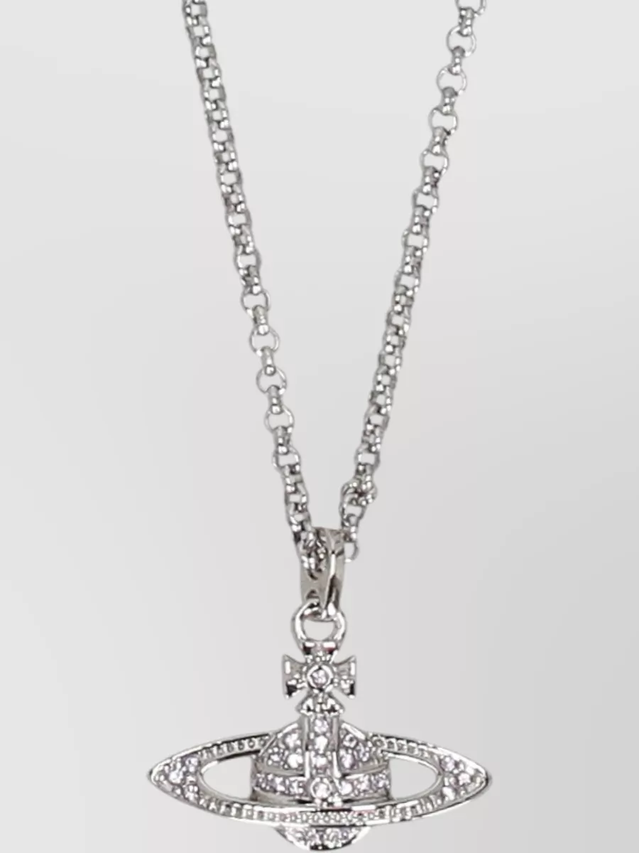 Vivienne Westwood Orb Pendant Crystal Brass Chain Necklace