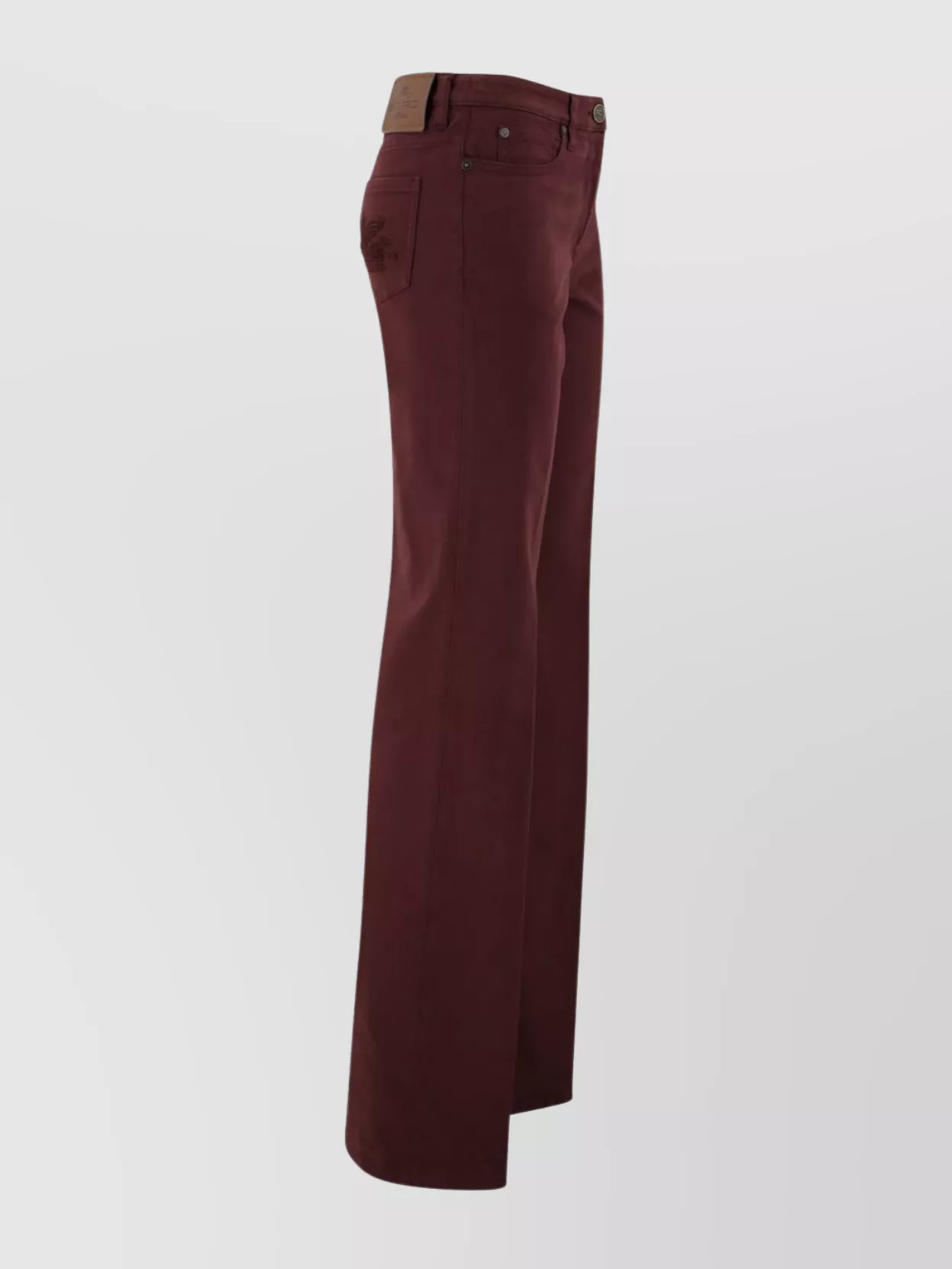 Etro Straight Leg Trousers Leather Patch