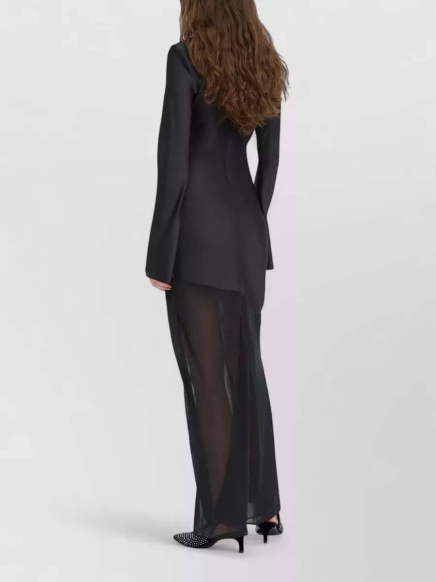 Rotate Sheer Long-Sleeve Maxi Dress