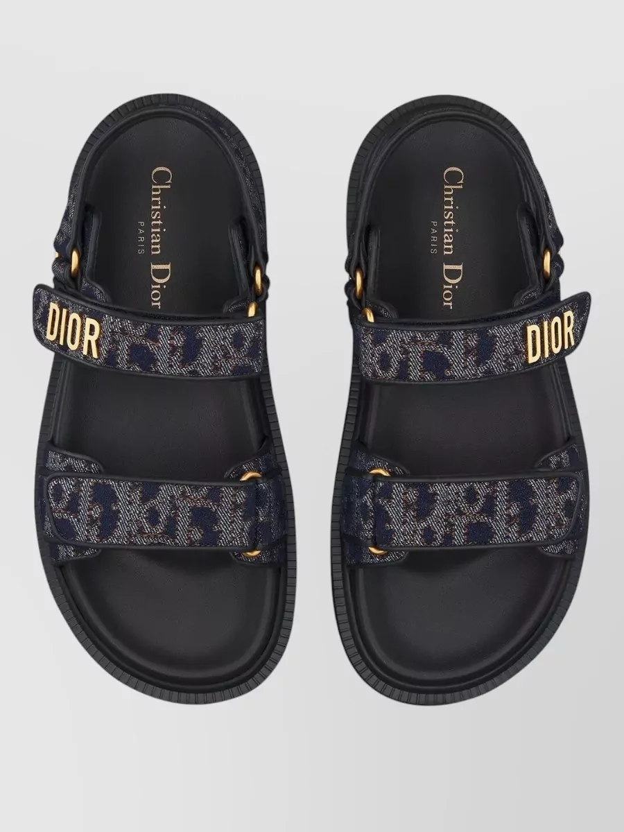 Christian Dior Open Toe Sandals Textured Fabric