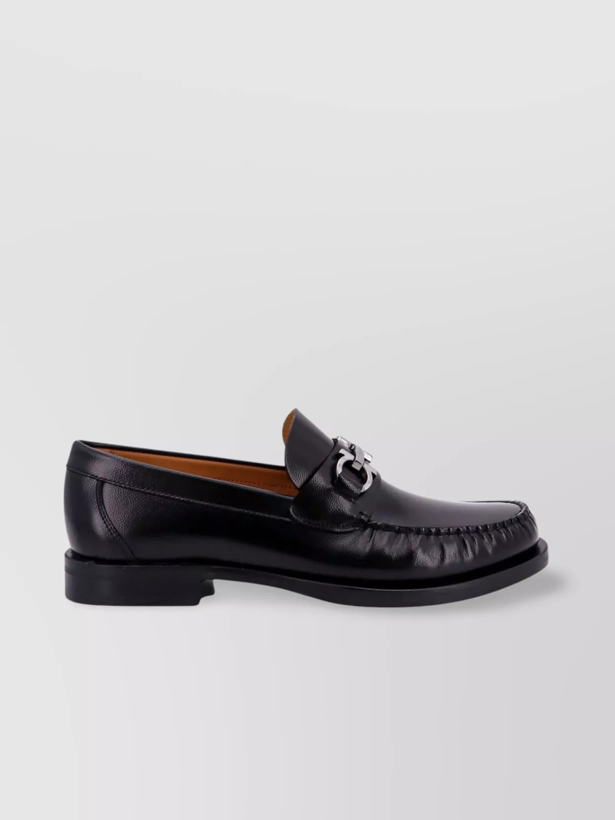 Ferragamo Leather Loafer Metal Buckle Detail