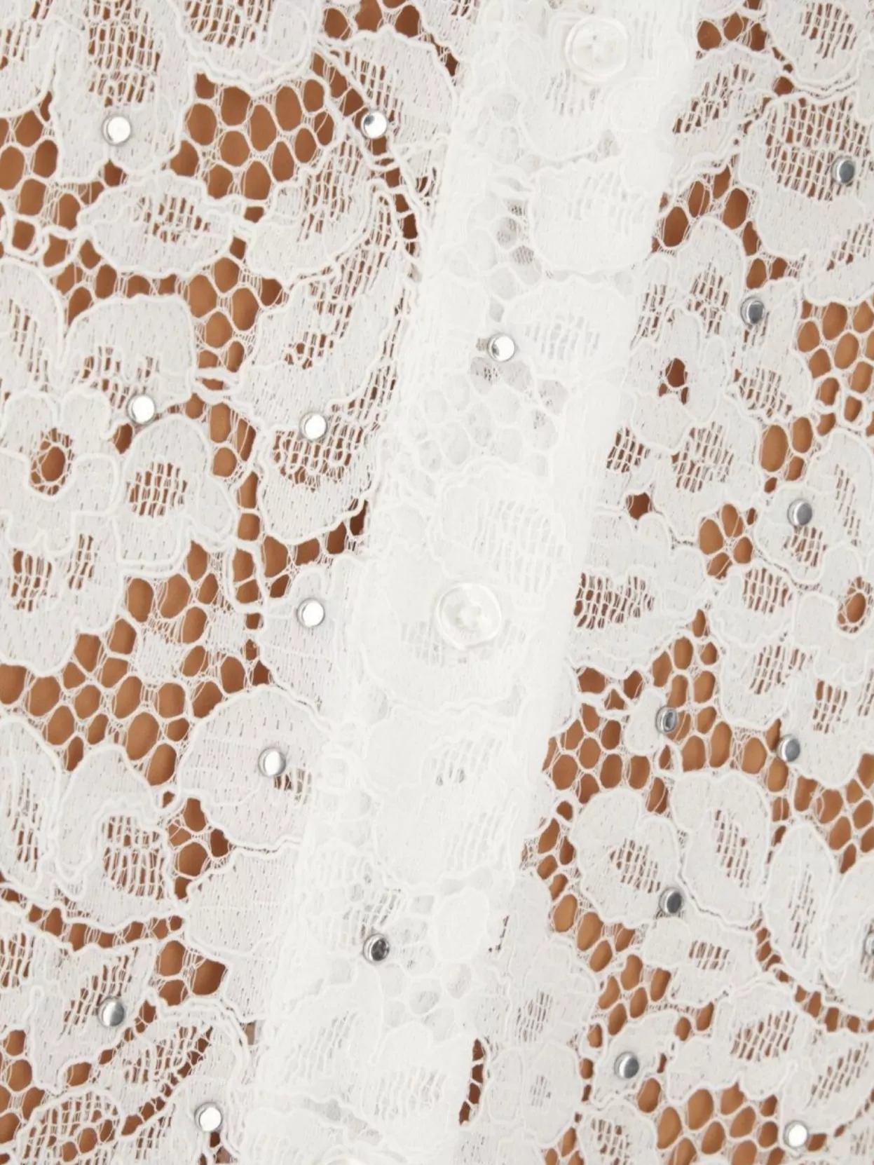 Michael Kors Lace Floral Blouse Scalloped Semi-Sheer Sleeves