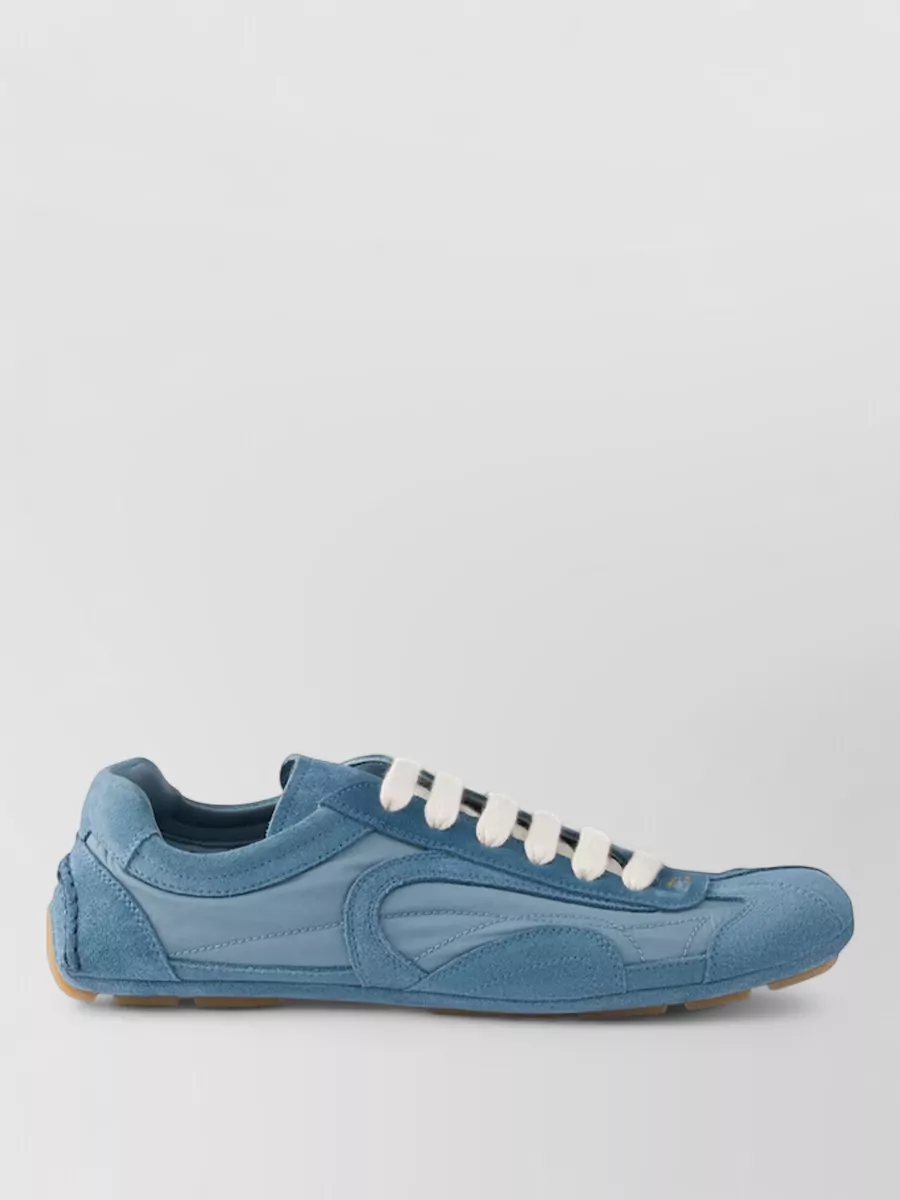 Prada Montecarlo Sneakers Round Toe Suede Panels Rubber Sole