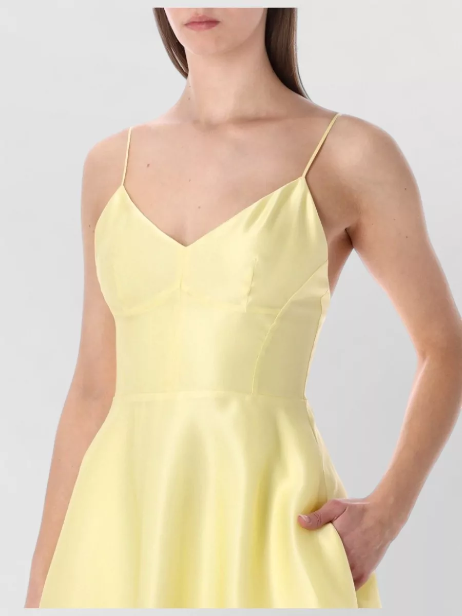 Alberta Ferretti Triple Organza Midi Dress V Neckline