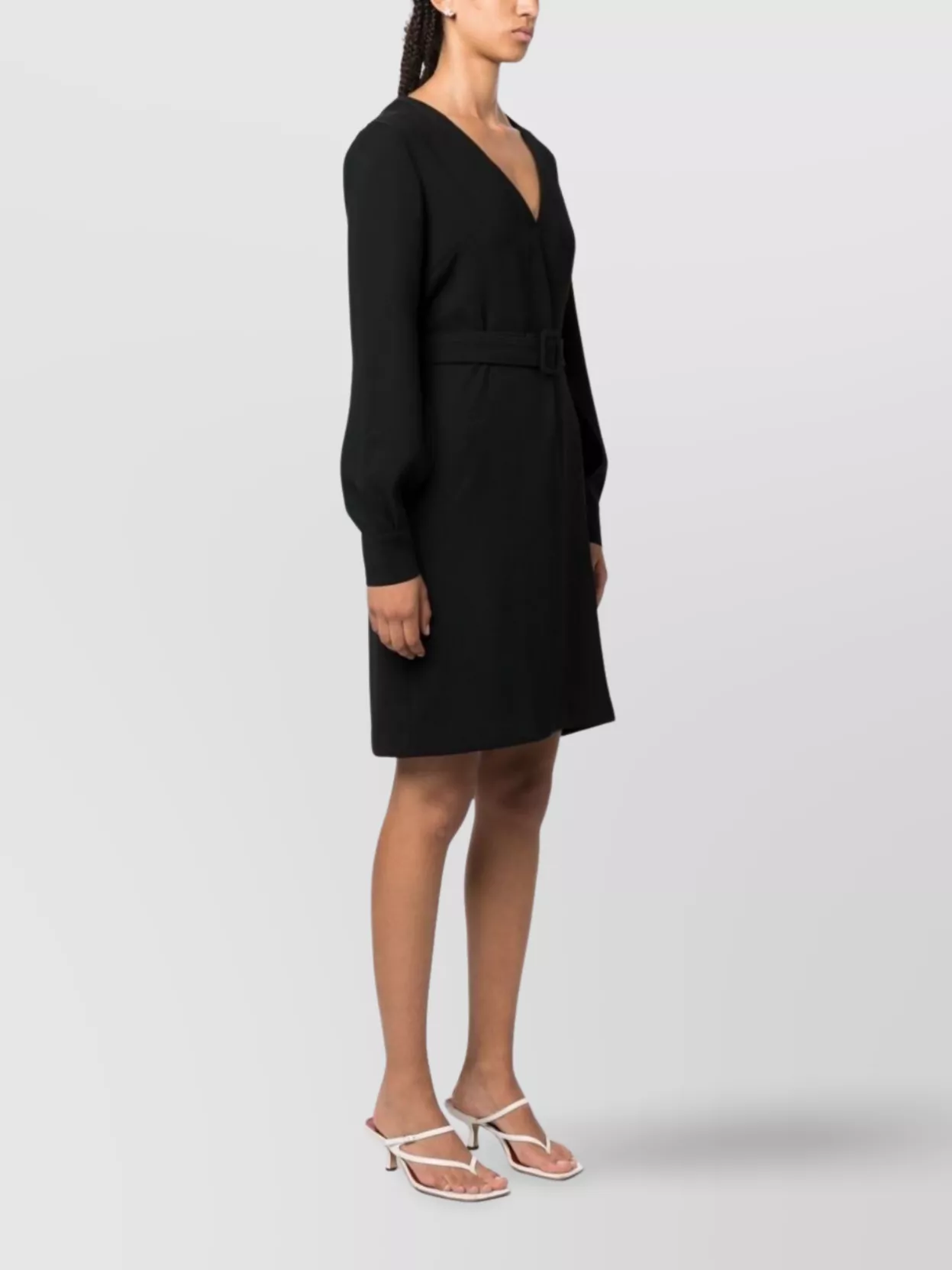 Parosh V-Neck Long Sleeve Mini Dress With Belt
