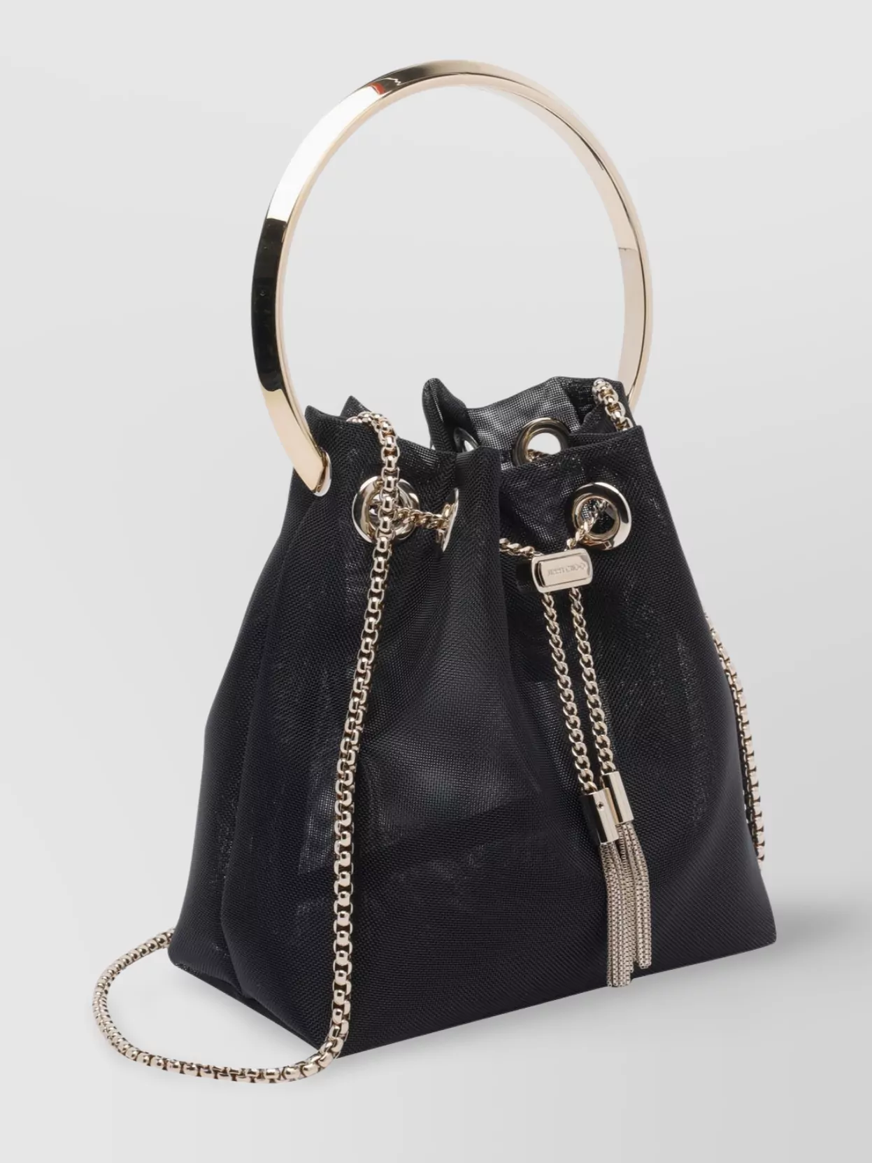 Jimmy Choo Leather Bucket Bag Metallic Handle