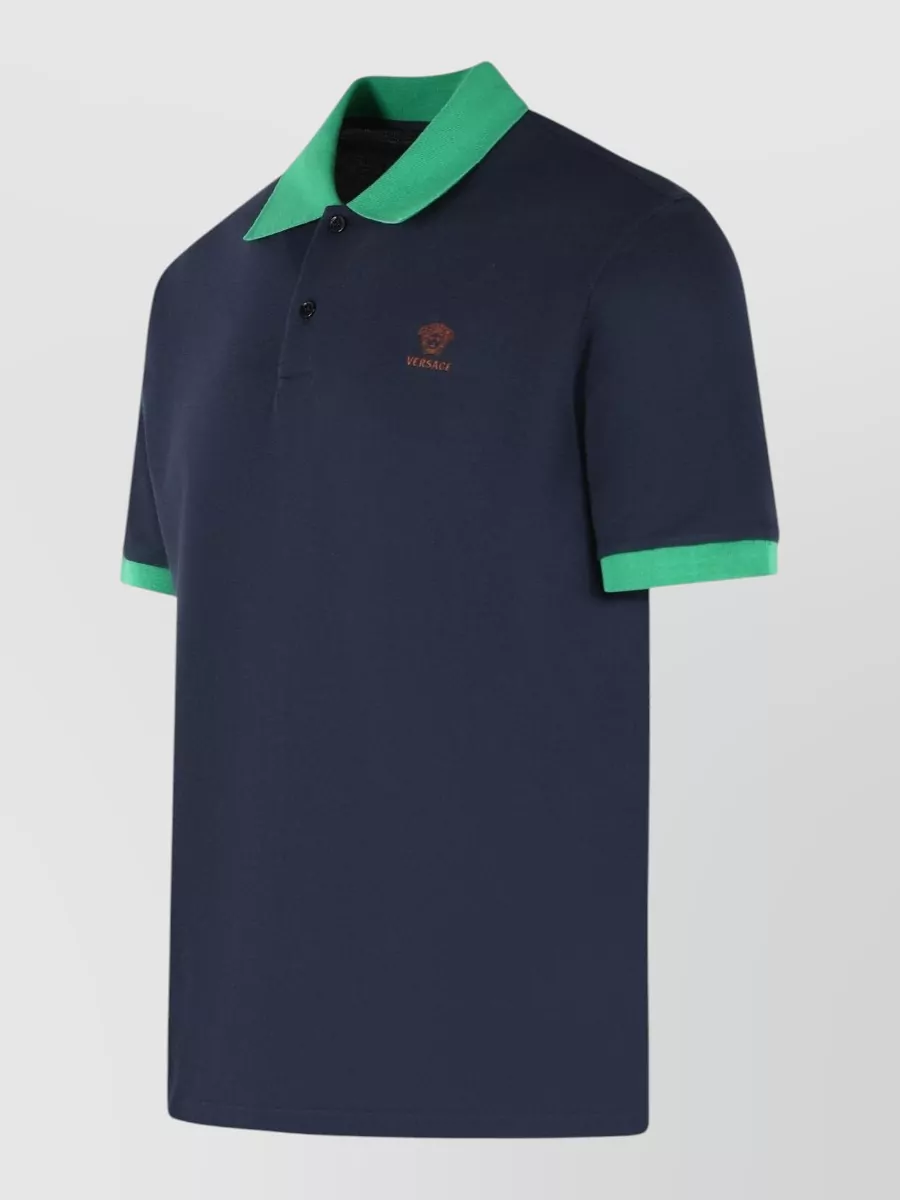 Versace Cotton Slim-Fit Short-Sleeve Polo Shirt