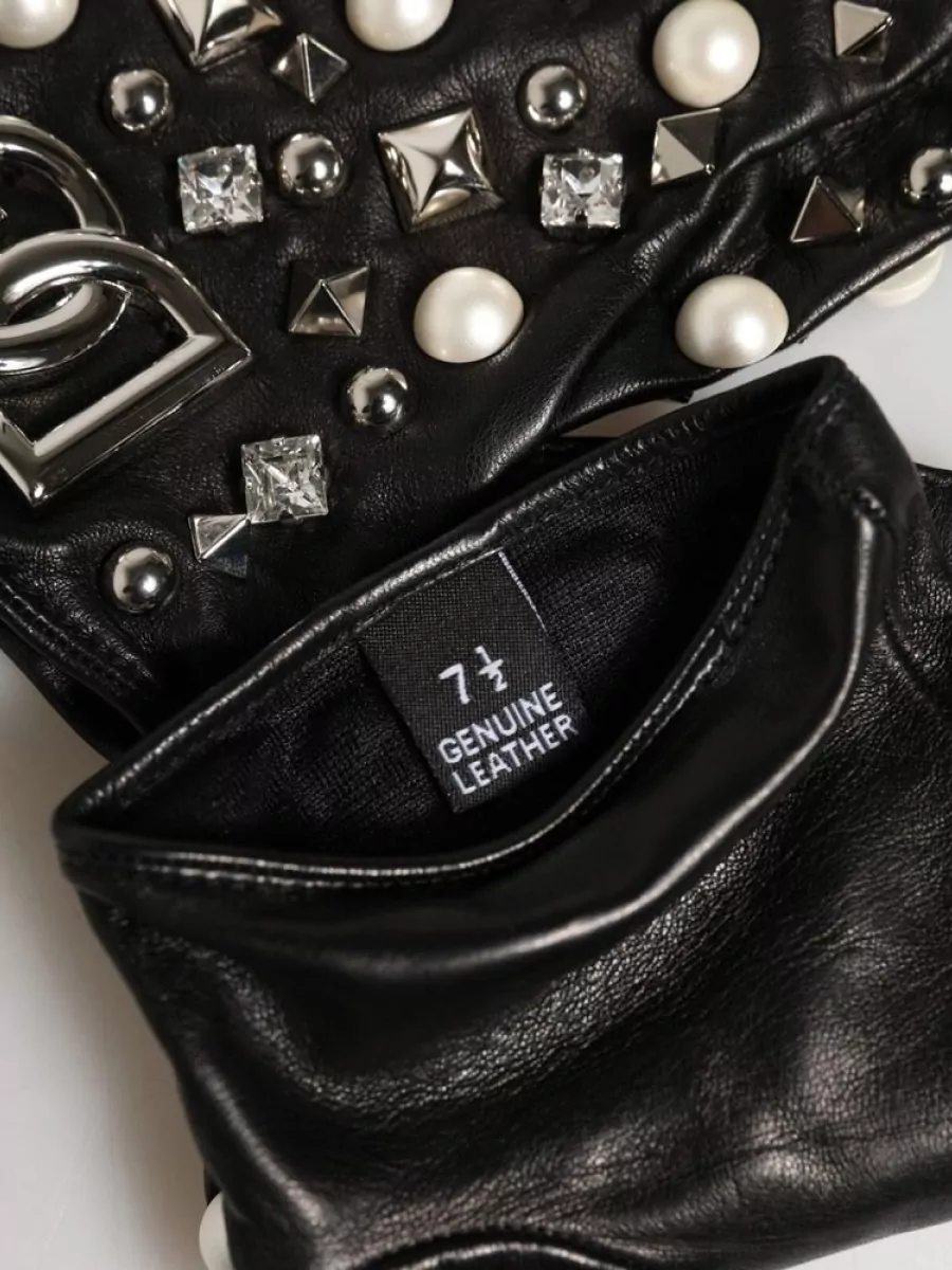 Dolce&Gabbana Pearl Embellished Leather Gloves