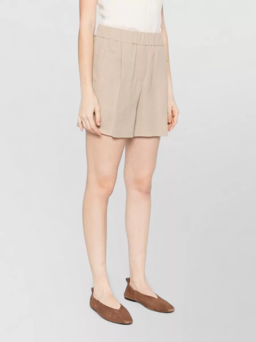 Brunello Cucinelli Linen Blend Shorts Pleats Pockets Back