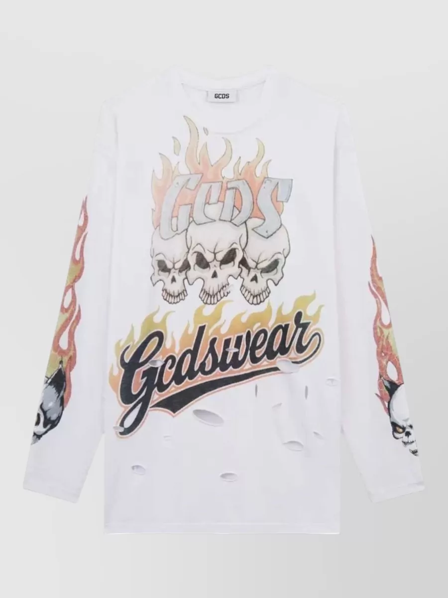 Gcds Printed Long-Sleeve Cotton T-Shirt