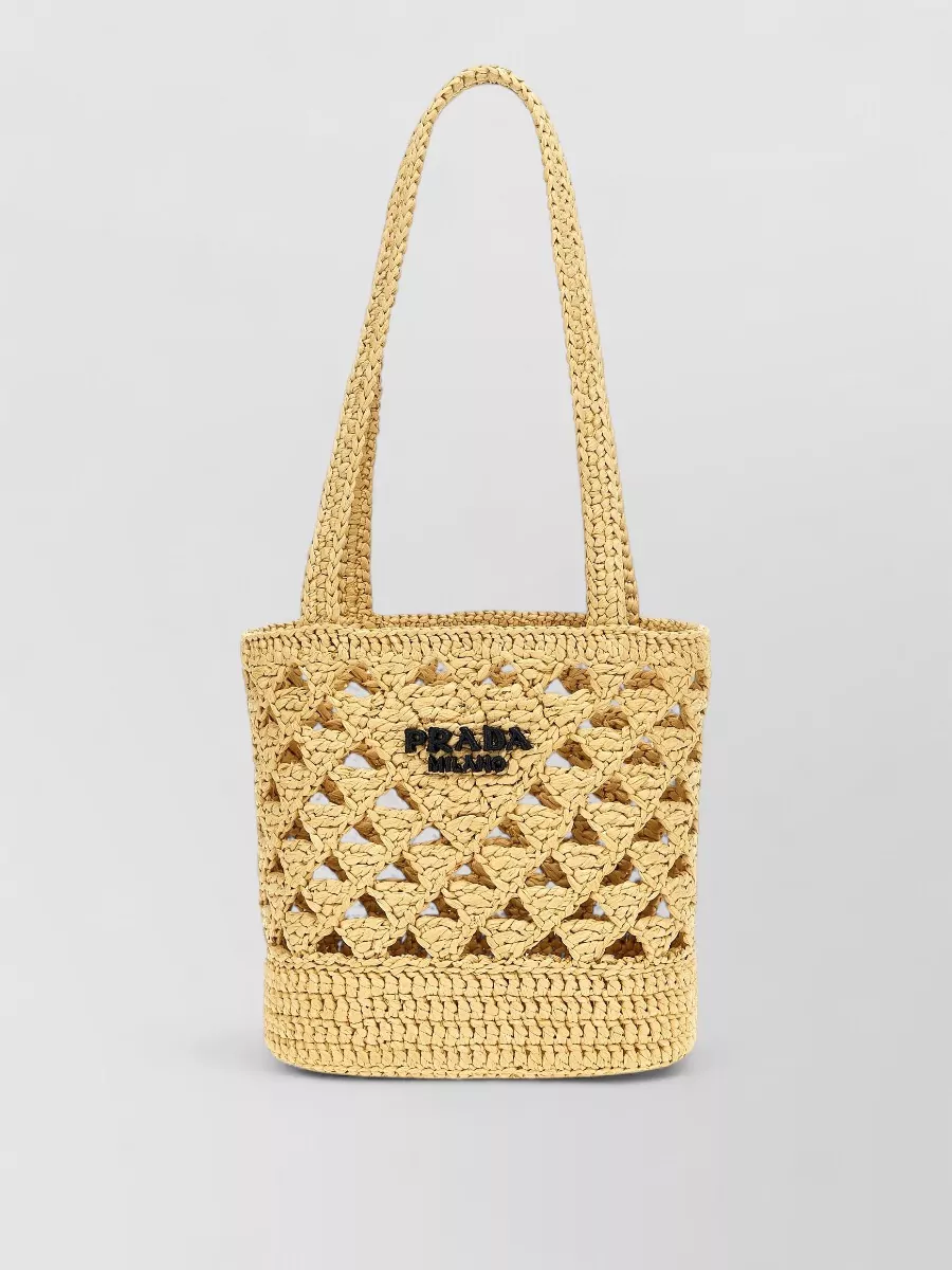 Prada Crochet Raffia-Effect Tote Bag