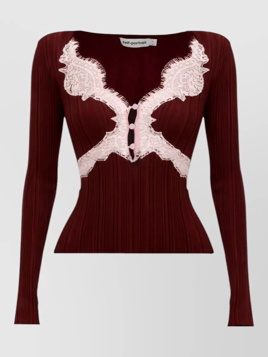 Self-Portrait Lace trim knitted top
