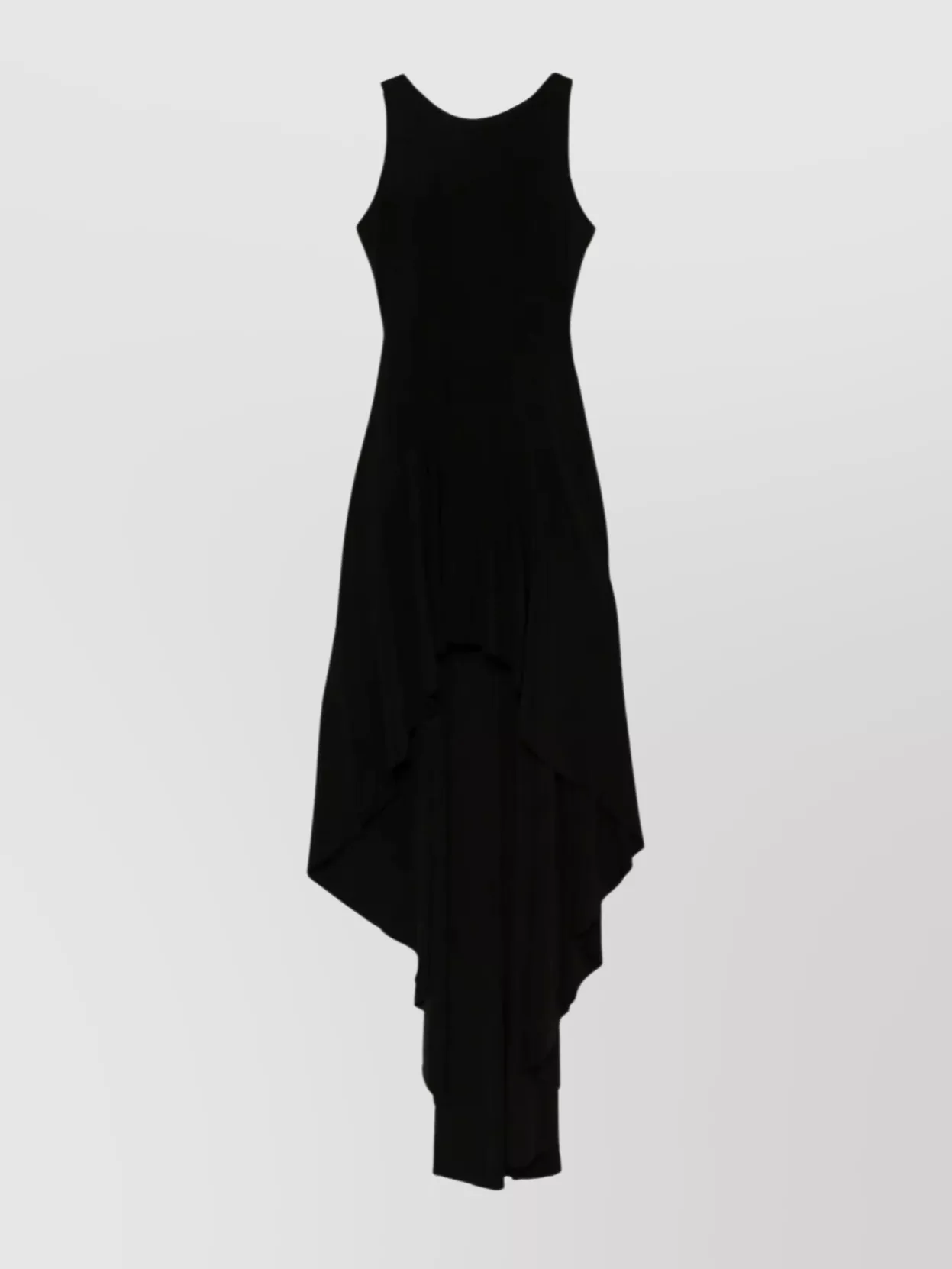 Norma Kamali Asymmetric Hem Sleeveless Evening Gown In Black