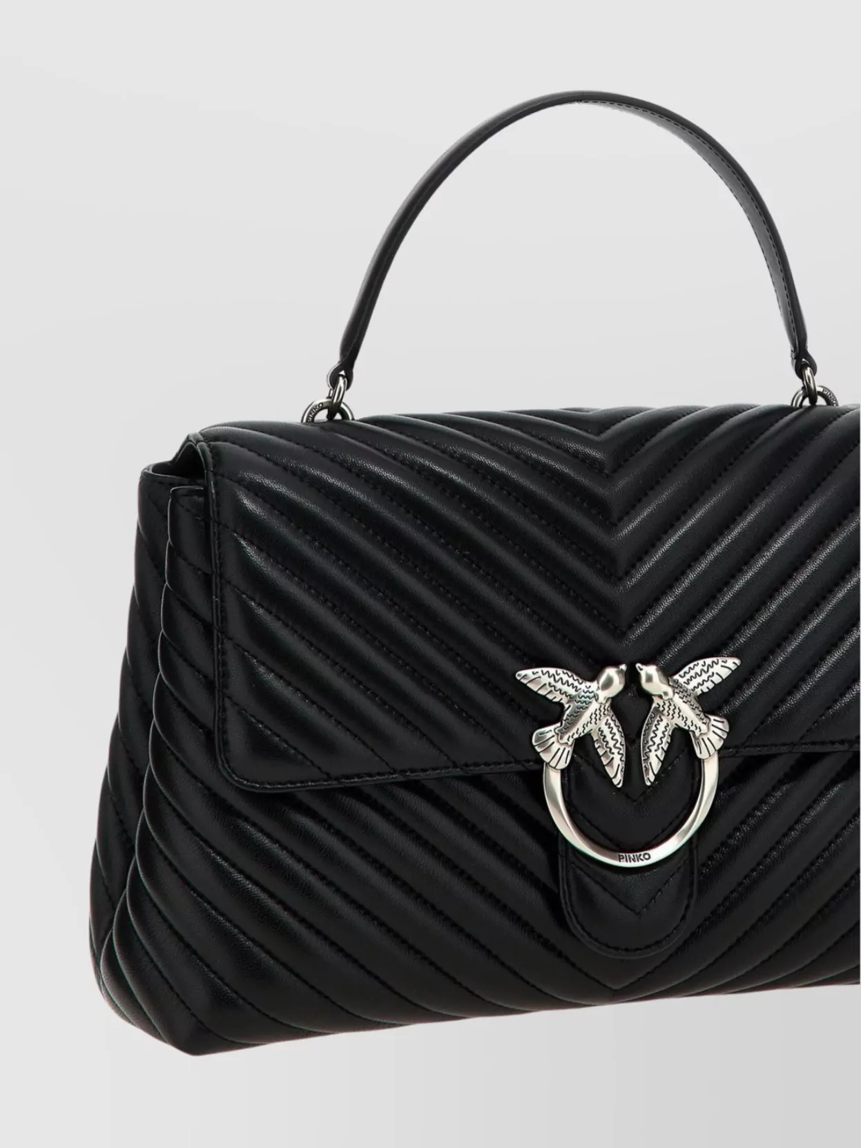 Pinko Large Lady Love Bag Puff Chevron Handbag In Black