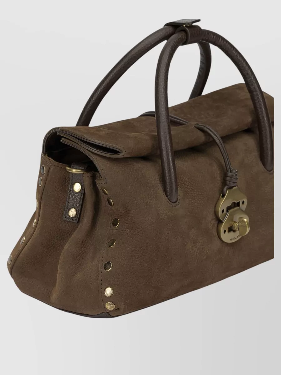 Zanellato Leather Studded Shoulder Bag