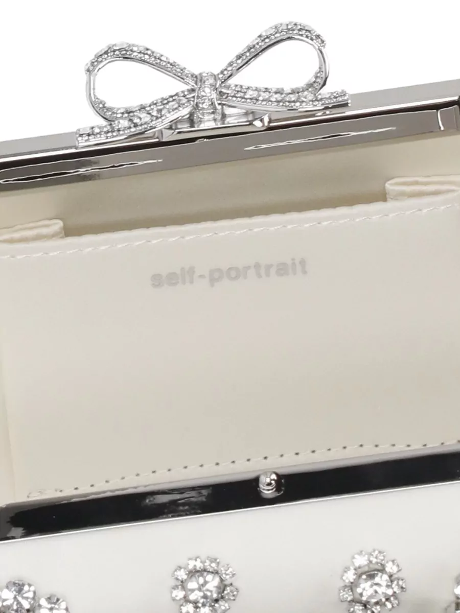 Self-Portrait The Bow Satin Crystal-Embellished Clutch Bag