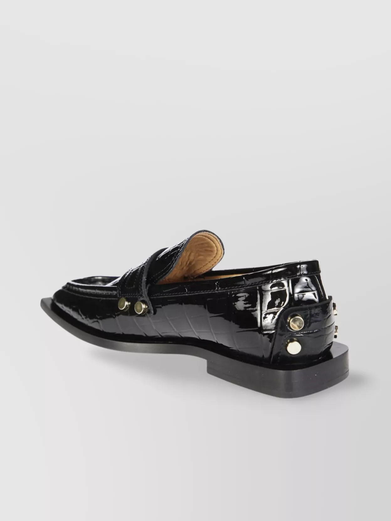 Ganni Square Toe Loafer Metal Studs
