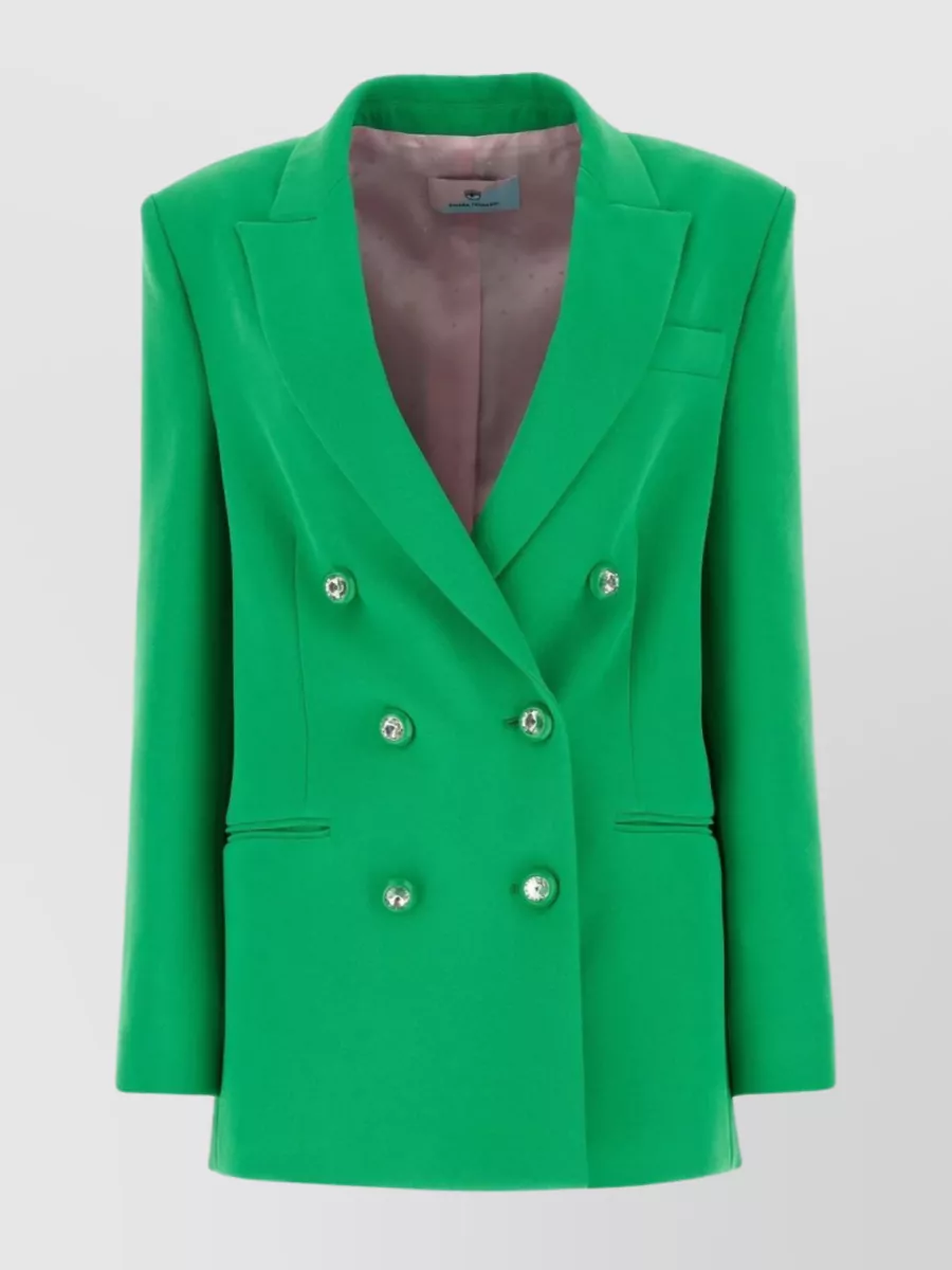 Shop Chiara Ferragni Tailored Blazer With Stylish Enhancements In Green