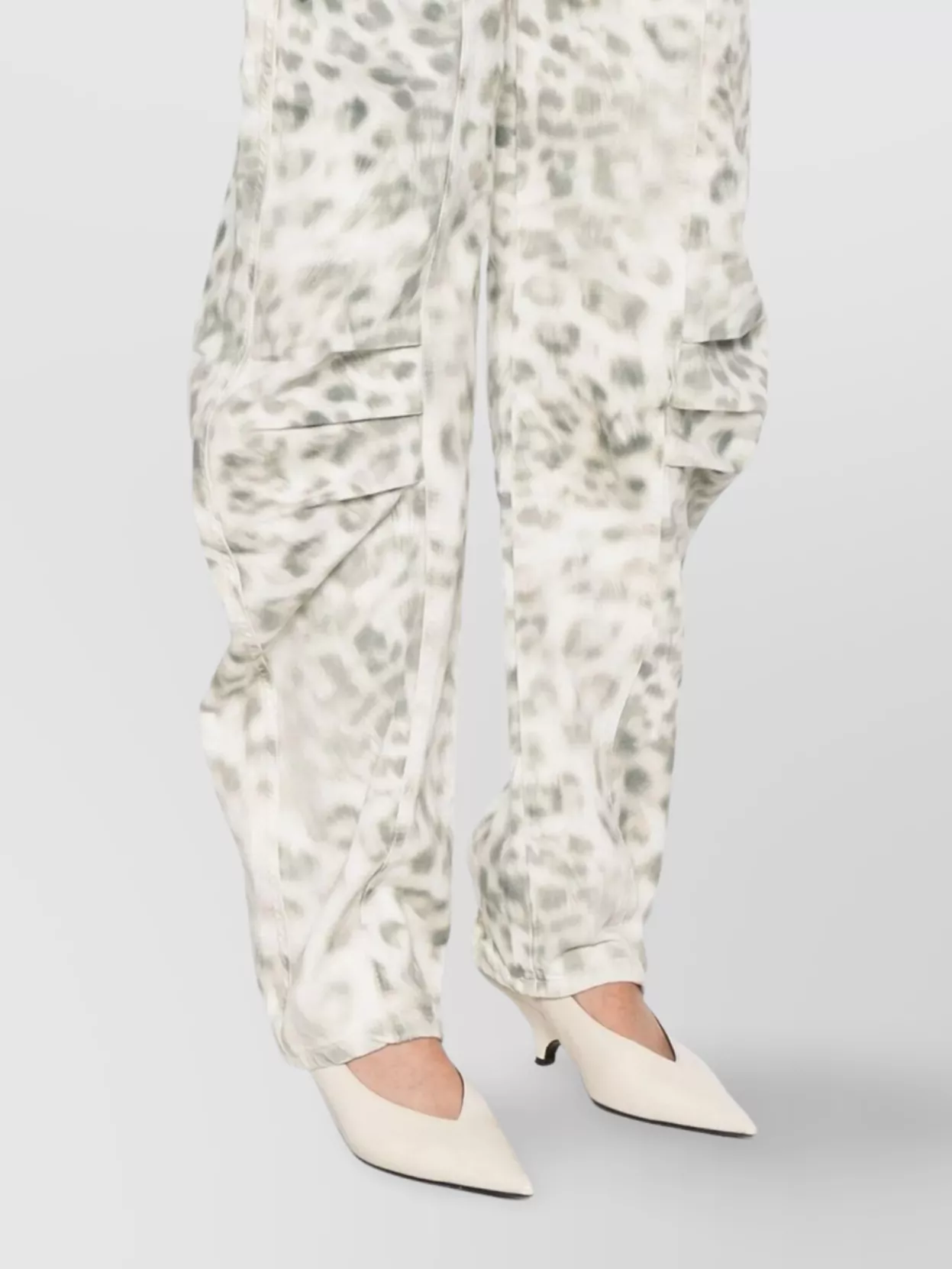 ROTATE BIRGER CHRISTENSEN DENIM CARGO PANTS LEOPARD PRINT